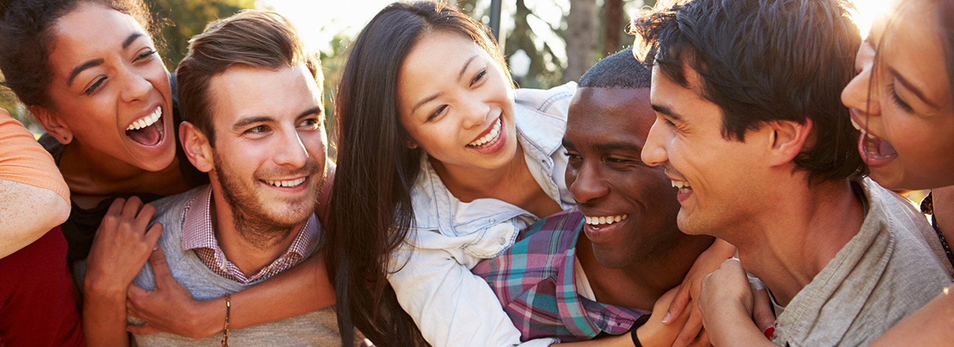 Group of friends smiling and enjoying each others company