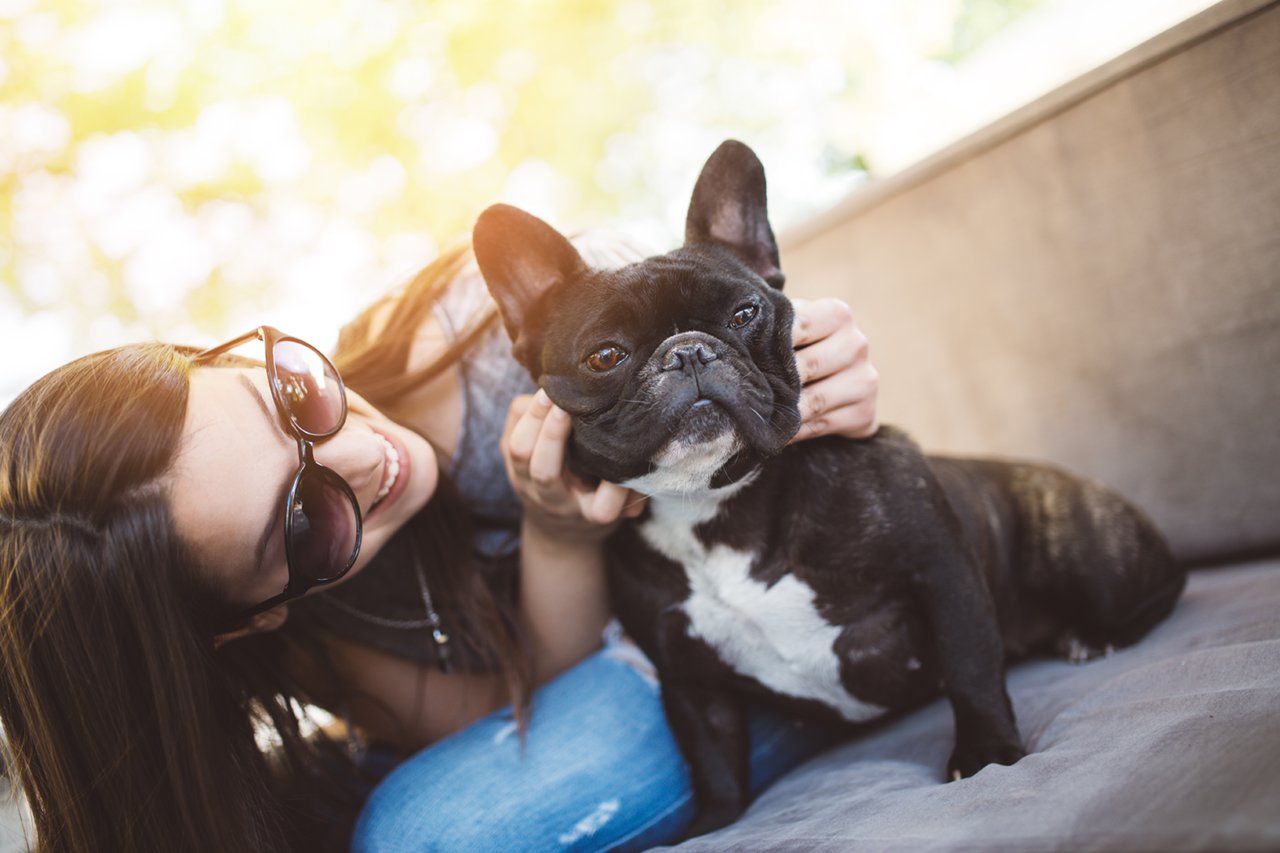 Teenage girl with a dog